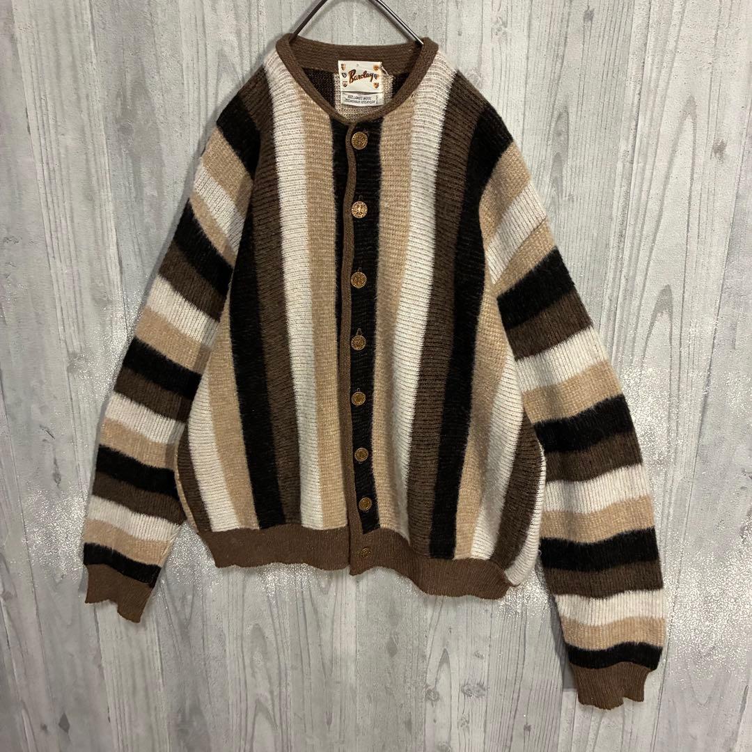 【ヴィンテージ】バークレイ　60s 鷲ボタン　モヘアカーディガン　XL