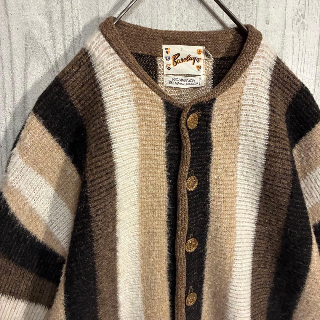 【ヴィンテージ】バークレイ　60s 鷲ボタン　モヘアカーディガン　XL