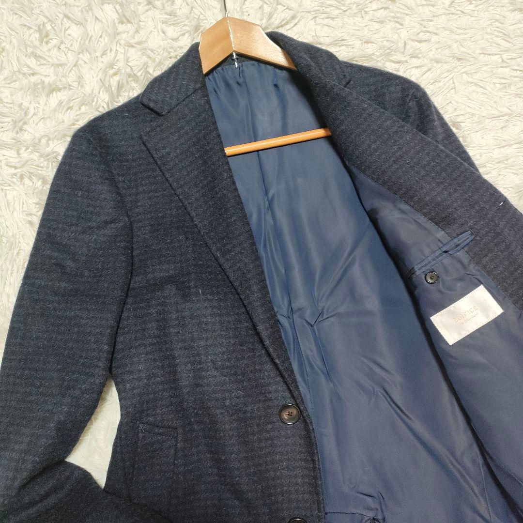 【カシミヤ】エディフィス　チェスターコート　紺　ビジネスカジュアル　メンズ48L