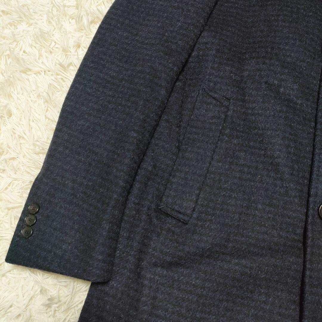 【カシミヤ】エディフィス　チェスターコート　紺　ビジネスカジュアル　メンズ48L
