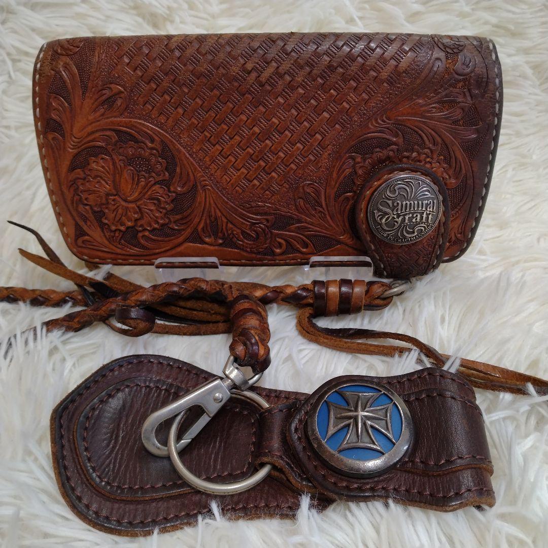 SAMURAI CRAFT レザー 長財布 ウォレットチェーン コンチョ