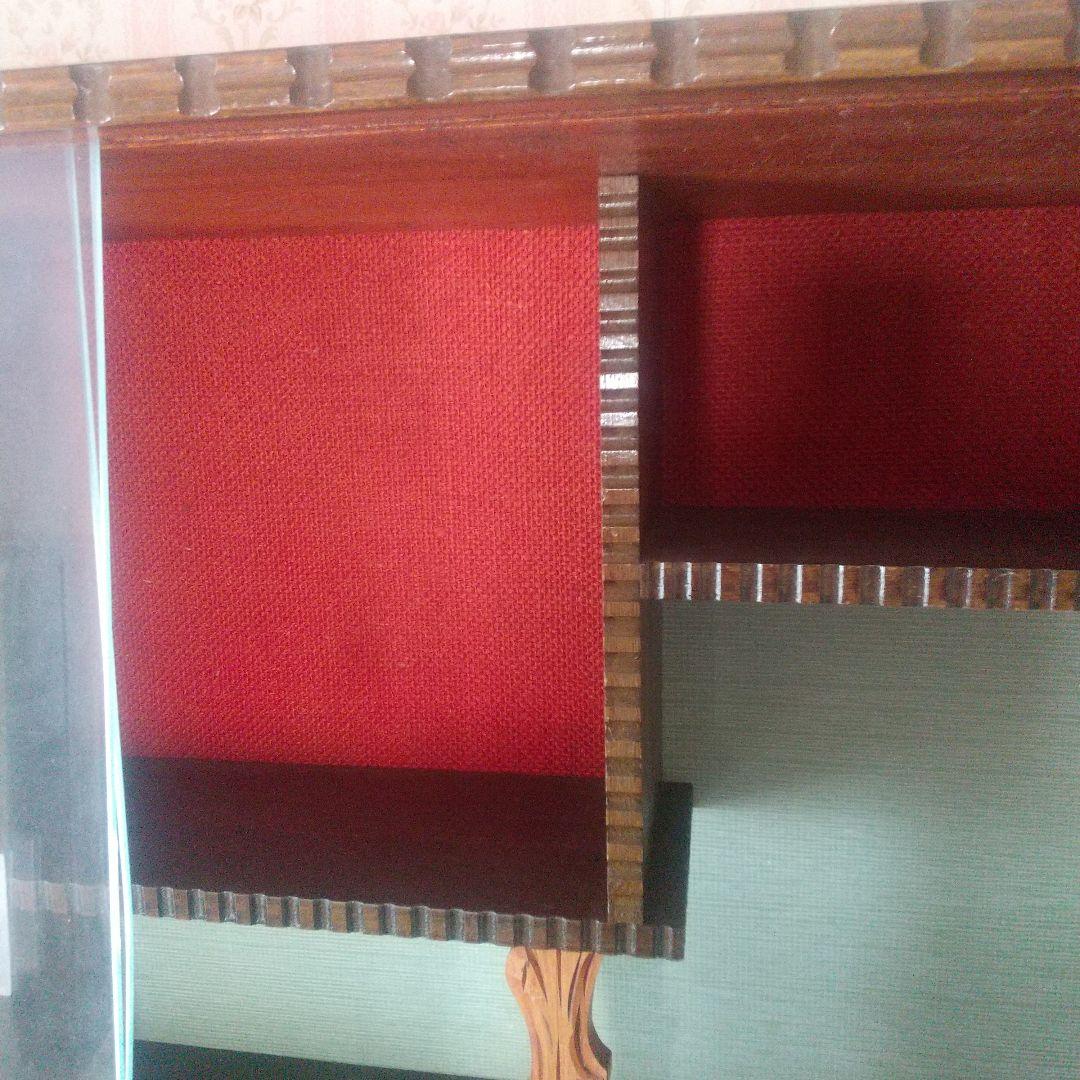 月末限定再値下げ！たのめる便【古道具】木製ガラスキャビネット 飾り棚 中型