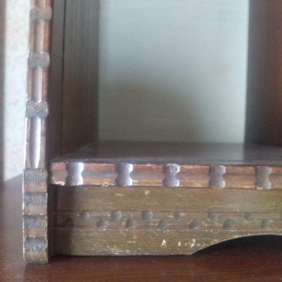 月末限定再値下げ！たのめる便【古道具】木製ガラスキャビネット 飾り棚 中型