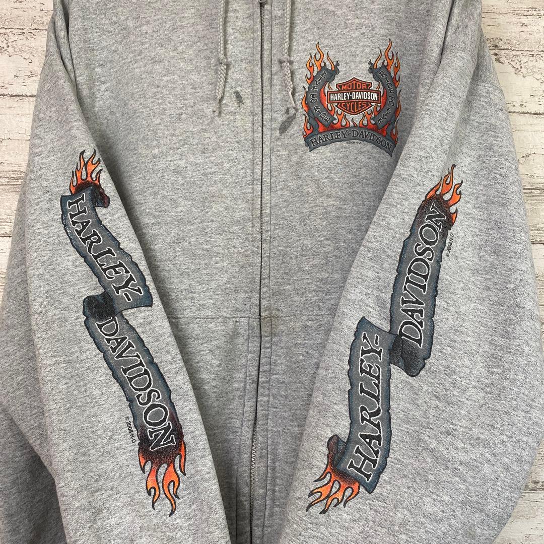 フォロー割済みハーレーダビッドソン　ジップパーカー　4面プリント　裏起毛　XL