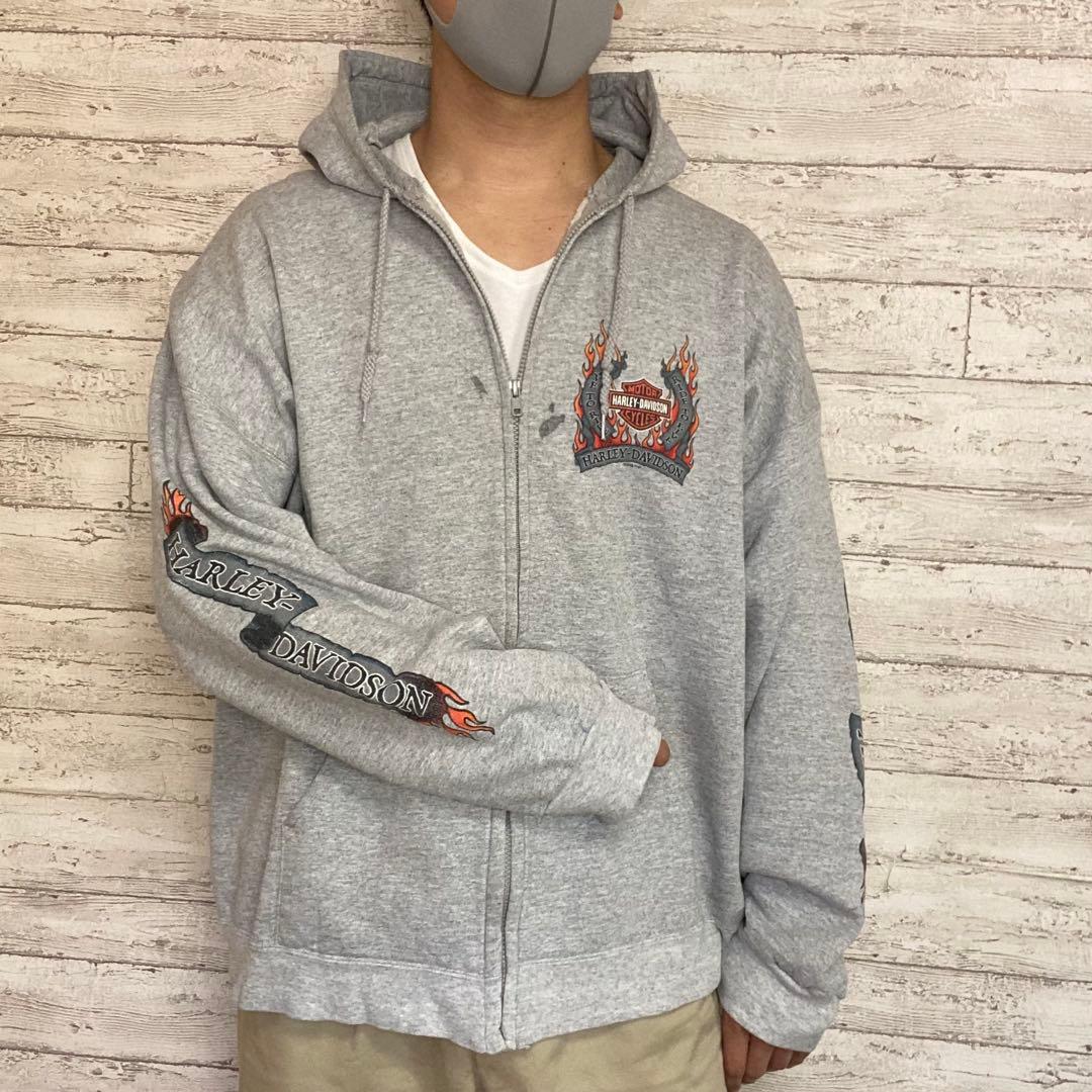 フォロー割済みハーレーダビッドソン　ジップパーカー　4面プリント　裏起毛　XL