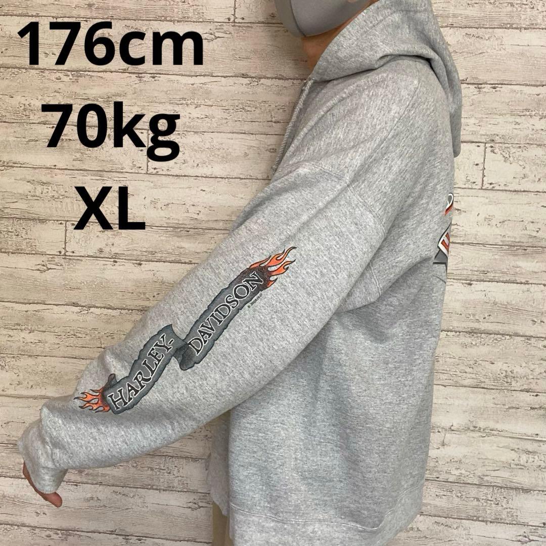 フォロー割済みハーレーダビッドソン　ジップパーカー　4面プリント　裏起毛　XL