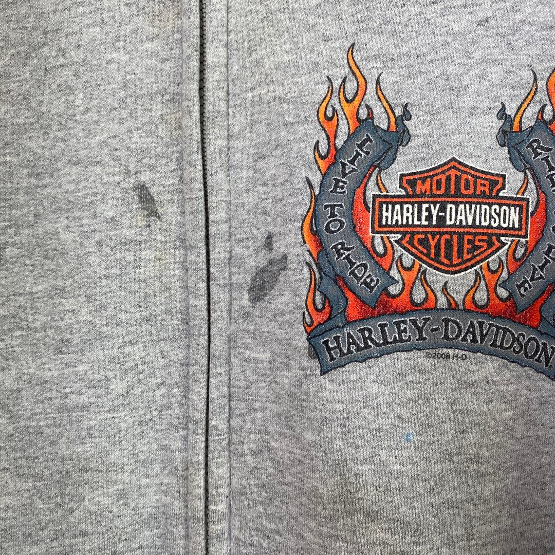 フォロー割済みハーレーダビッドソン　ジップパーカー　4面プリント　裏起毛　XL