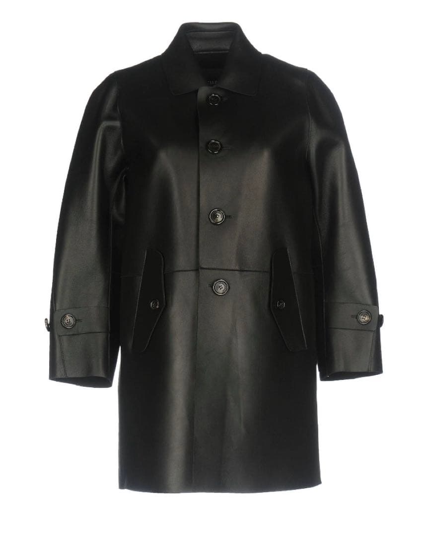 24時間以内発送　ディースクエアード　レザーカーコート　ブラック