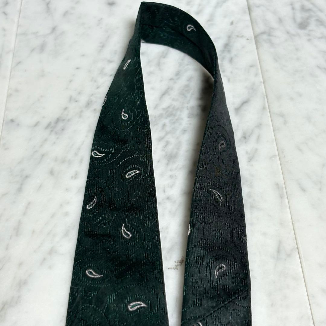 Christian Dior ネクタイ グリーン 深緑 ペイズリー柄 ロゴ