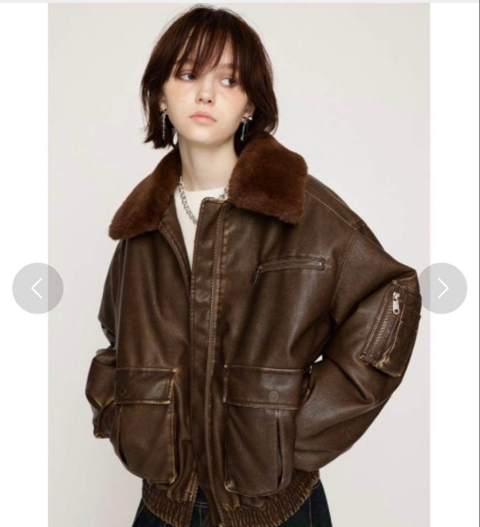 SLY VINTAGE ヴィンテージ フェイクレザー ショート ブルゾン