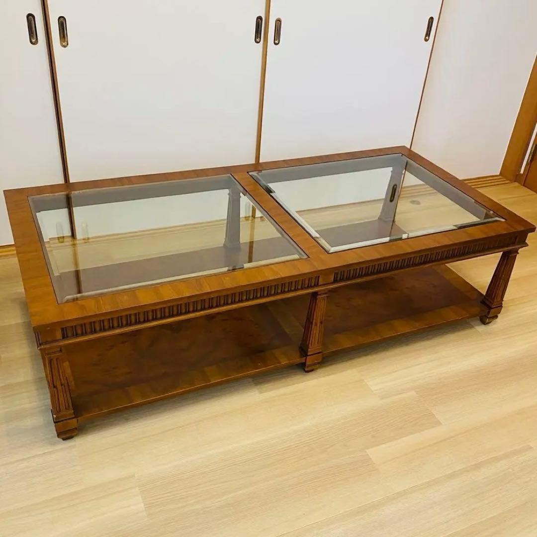 ドレクセルヘリテイジ　トライユン ガラストップ センターテーブル ローテーブル