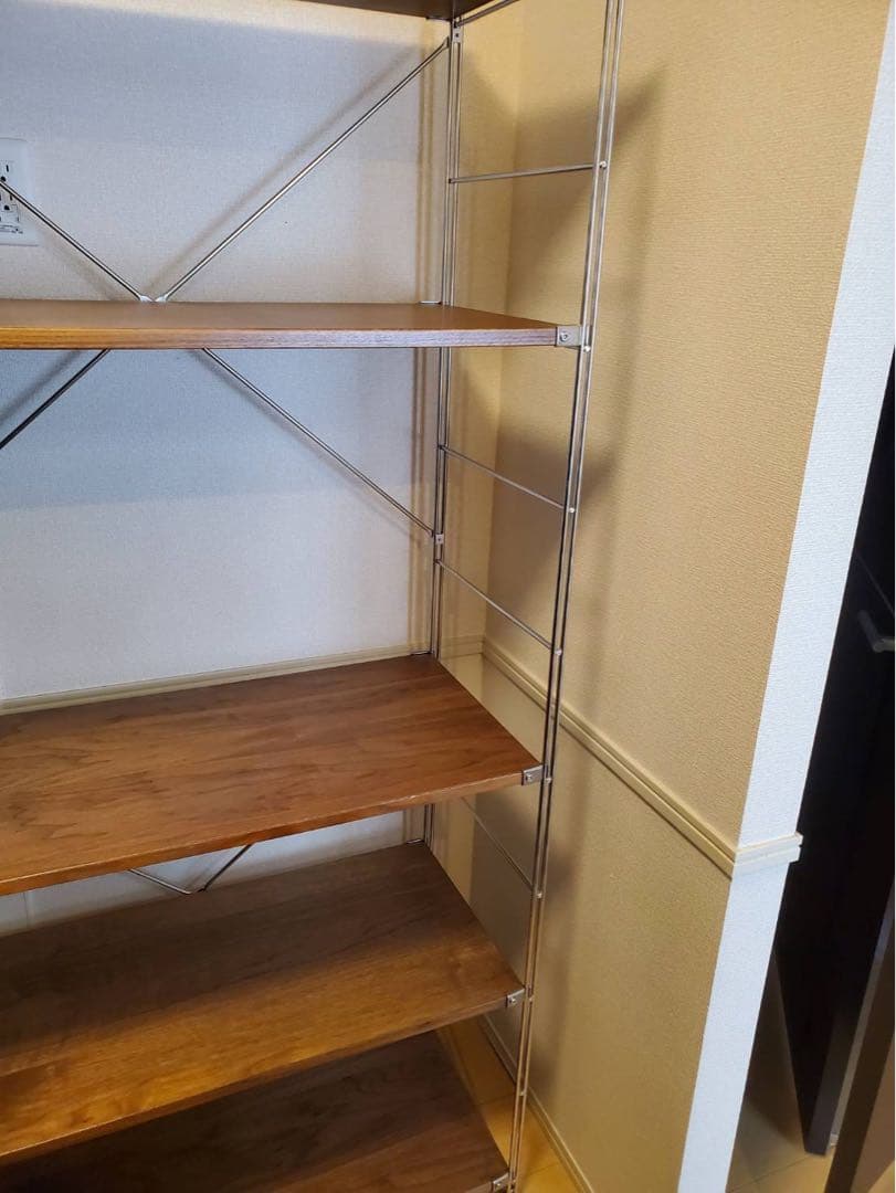 無印良品ステンレスユニットシェルフワイド大・ウォールナット材棚5段