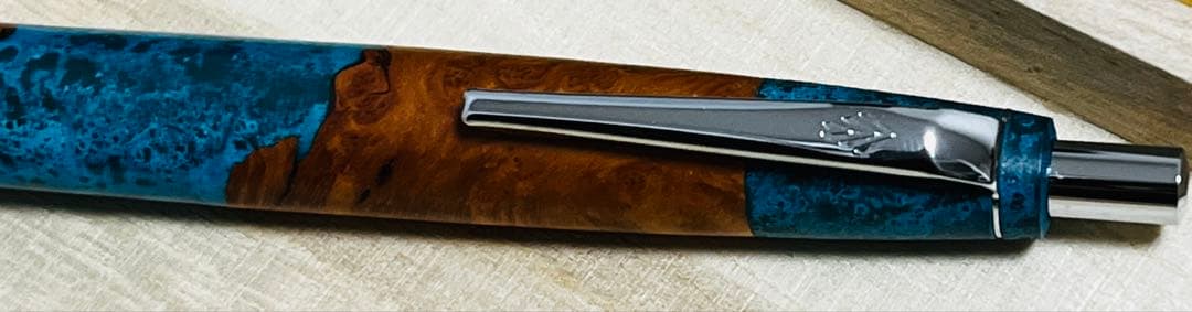 野原工芸 侘寂 ブライヤー瘤 斑紋ガス 青銅色　ボールペン