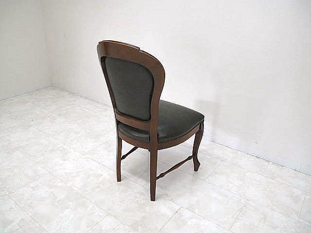 イタリア 本革張りクラシックチェア 象嵌 鋲打ち ダイニングチェア　サイドチェア