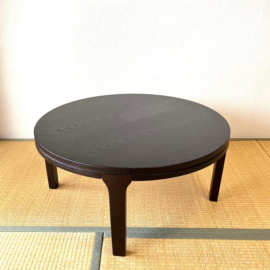 木製アンティーク 円形リビングテーブル ちゃぶ台（直径80cm 高さ35cm）