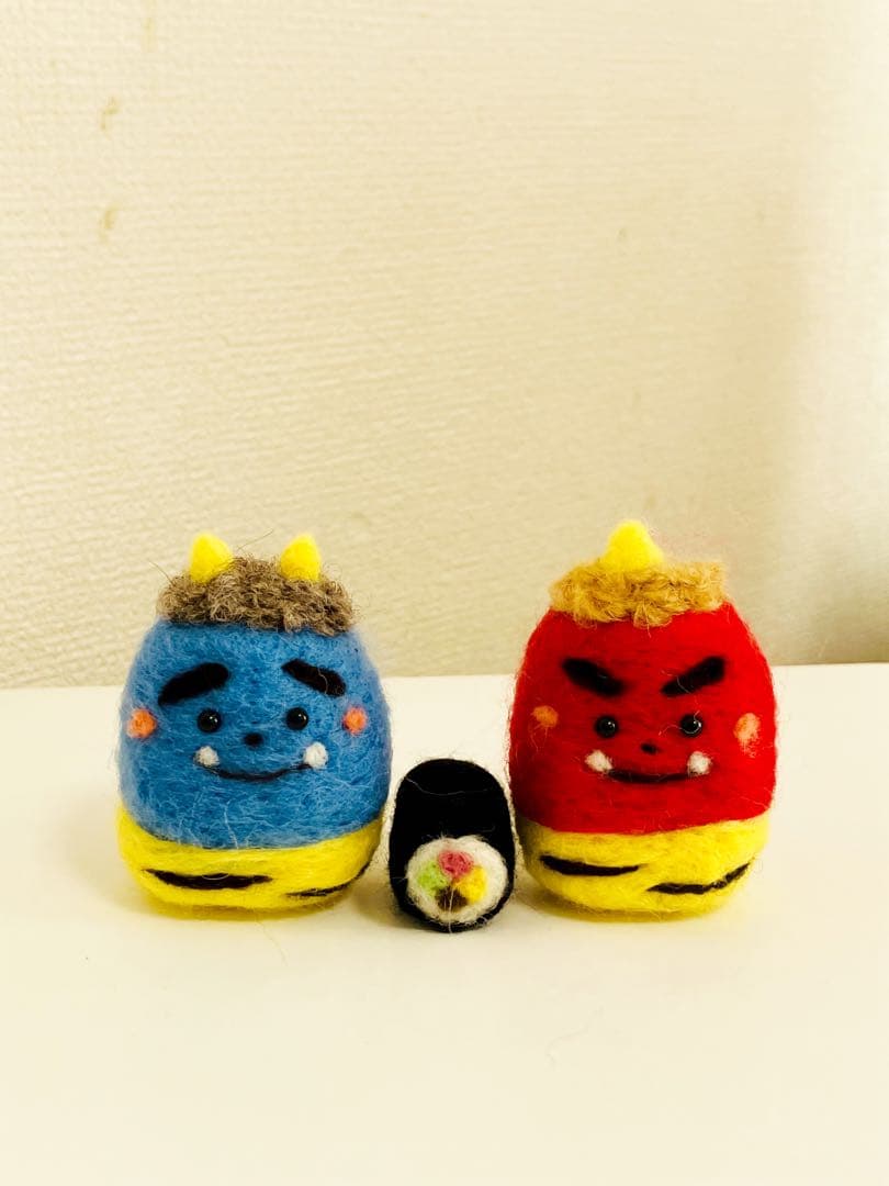 羊毛フェルト　節分　赤鬼青鬼