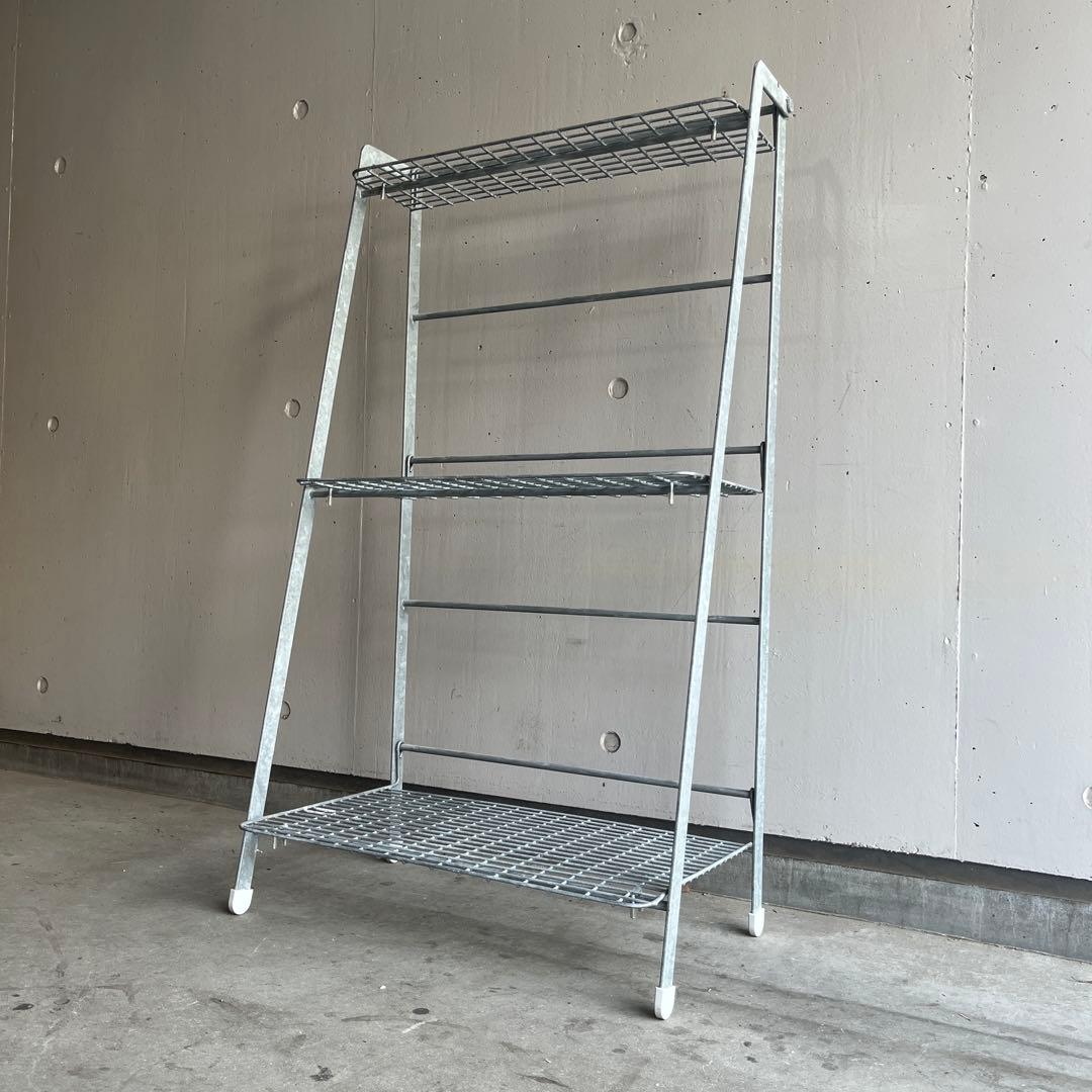 無印★溶融亜鉛ガーデンシェルフ・３段折りたたみ式