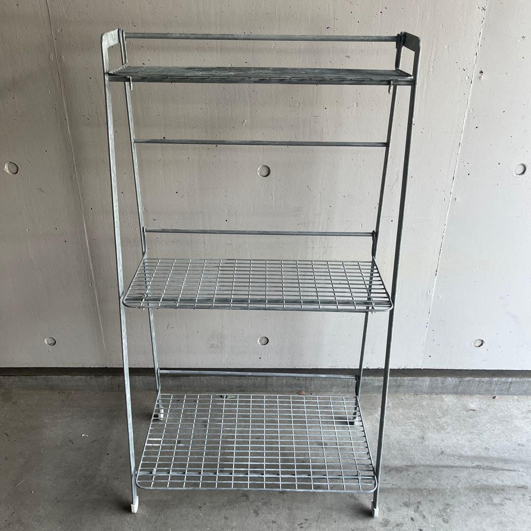 無印★溶融亜鉛ガーデンシェルフ・３段折りたたみ式