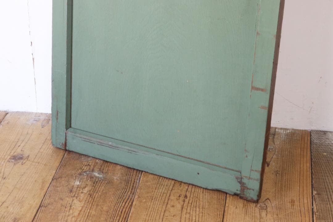 レトロ 建具 扉 引き戸 ドア ペイント 緑 花柄 木製 ヴィンテージ 2