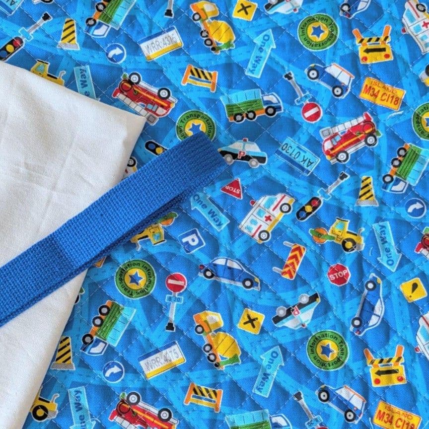 レッスンバッグ 40×30㎝ セミオーダー可◎ 裏地付【くるま青/キルティング】