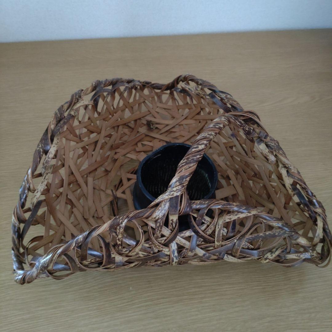 【希少価値！】虎斑竹の花籠 生花用　置物 専用の花瓶剣山付き 専用箱なし