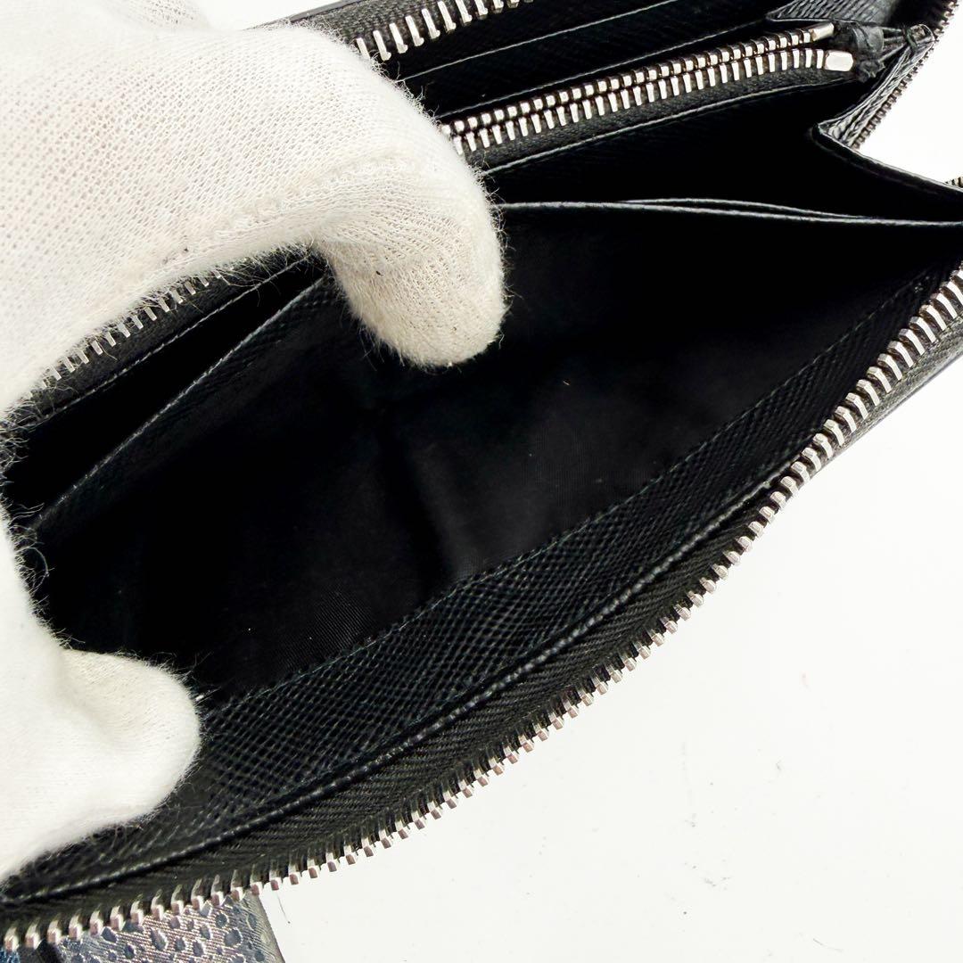 美品◆プラダ PRADA ラウンドジップ 長財布 ロゴ サフィアーノレザー