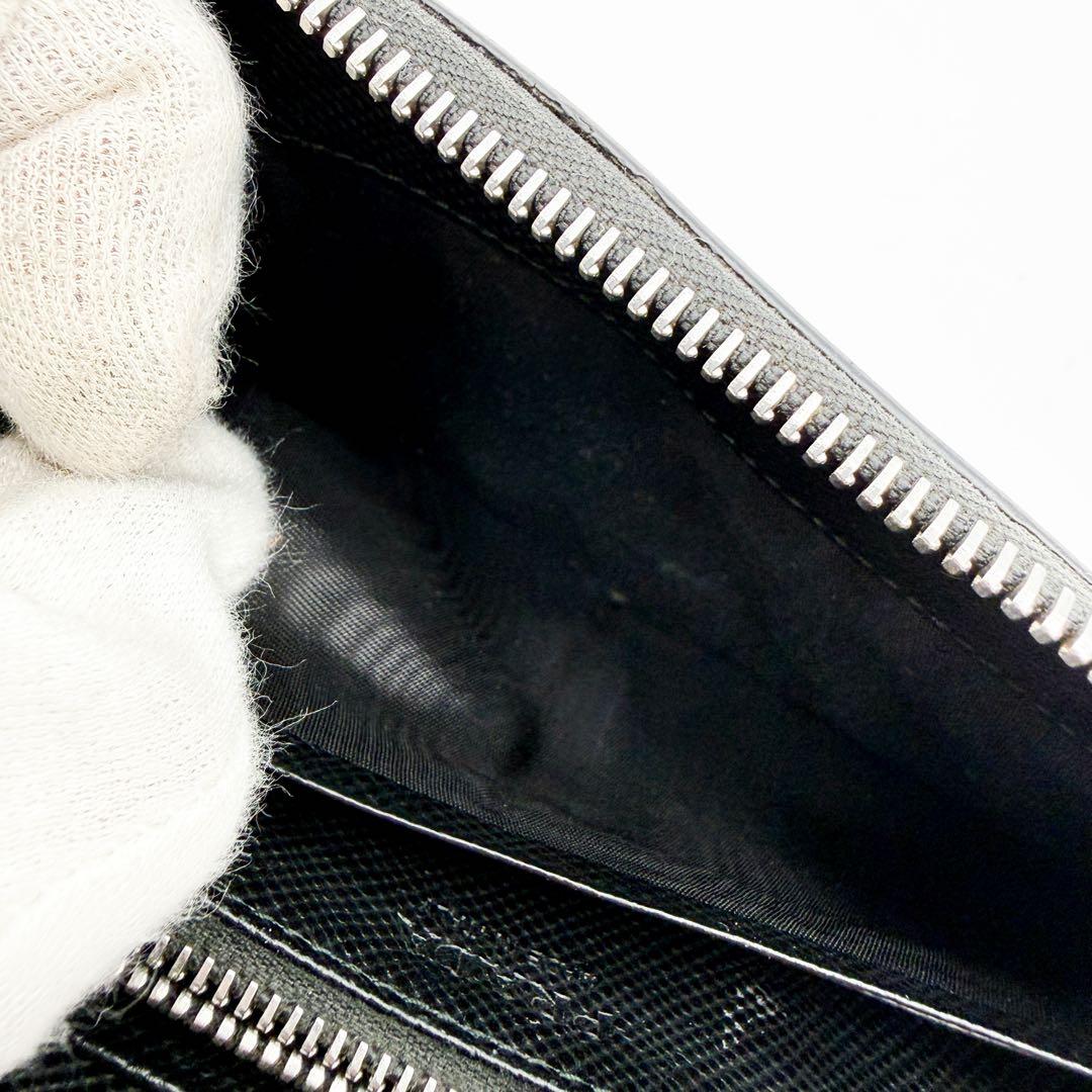 美品◆プラダ PRADA ラウンドジップ 長財布 ロゴ サフィアーノレザー