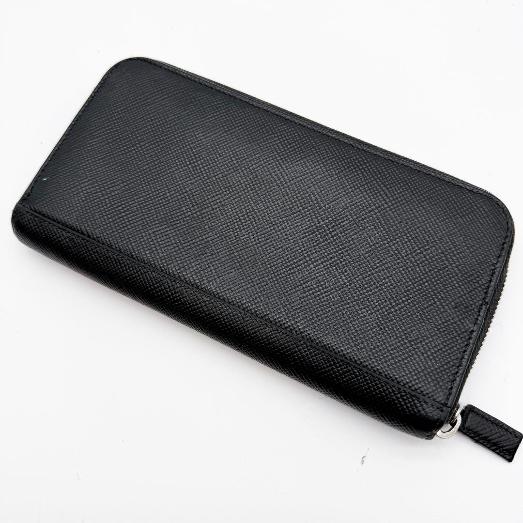 美品◆プラダ PRADA ラウンドジップ 長財布 ロゴ サフィアーノレザー