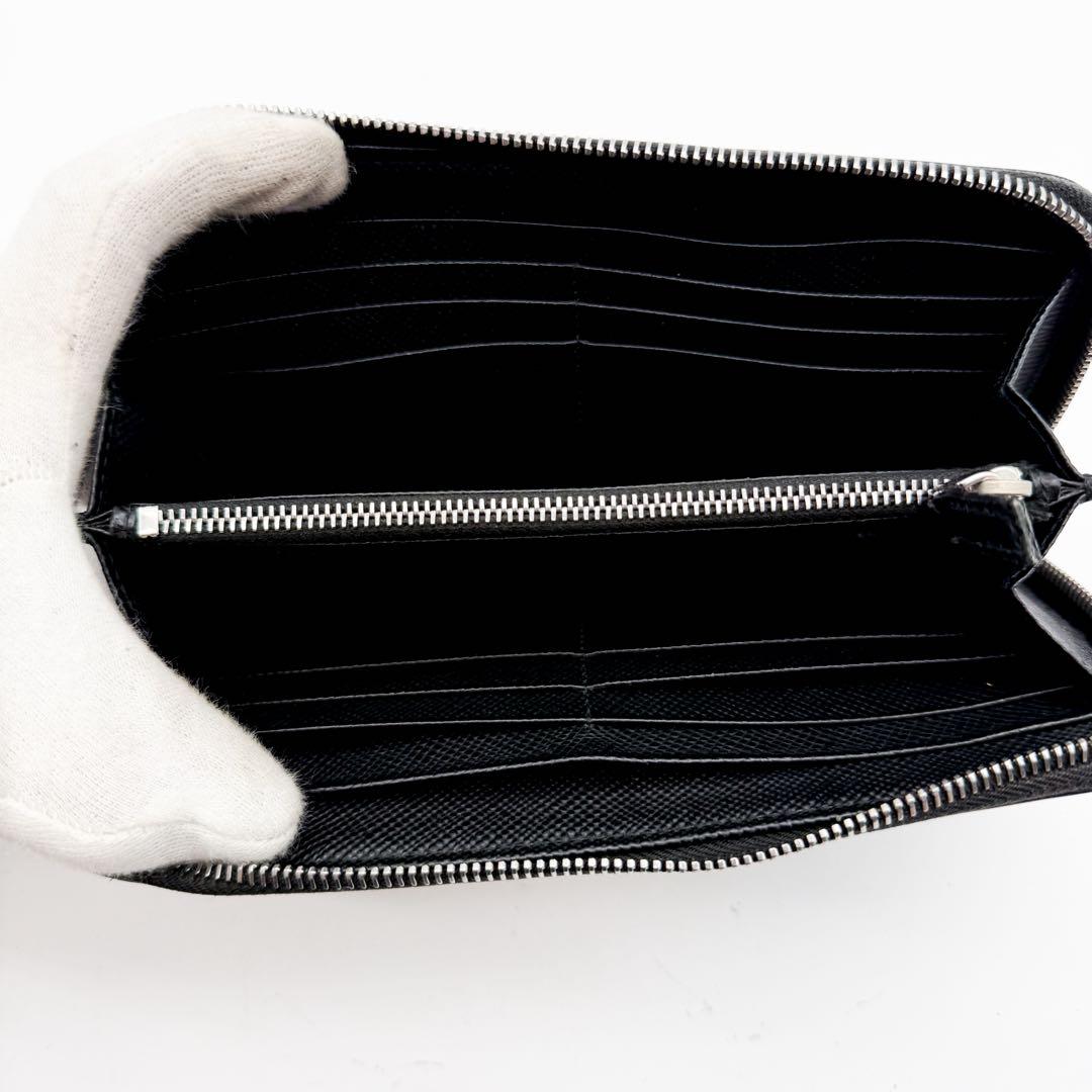 美品◆プラダ PRADA ラウンドジップ 長財布 ロゴ サフィアーノレザー