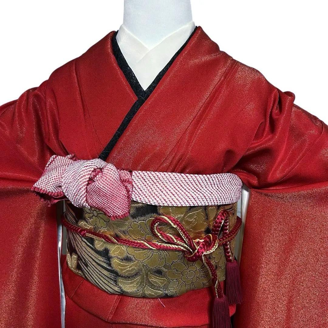 未使用近い　美品　袷　正絹　振袖　７点　フルセット