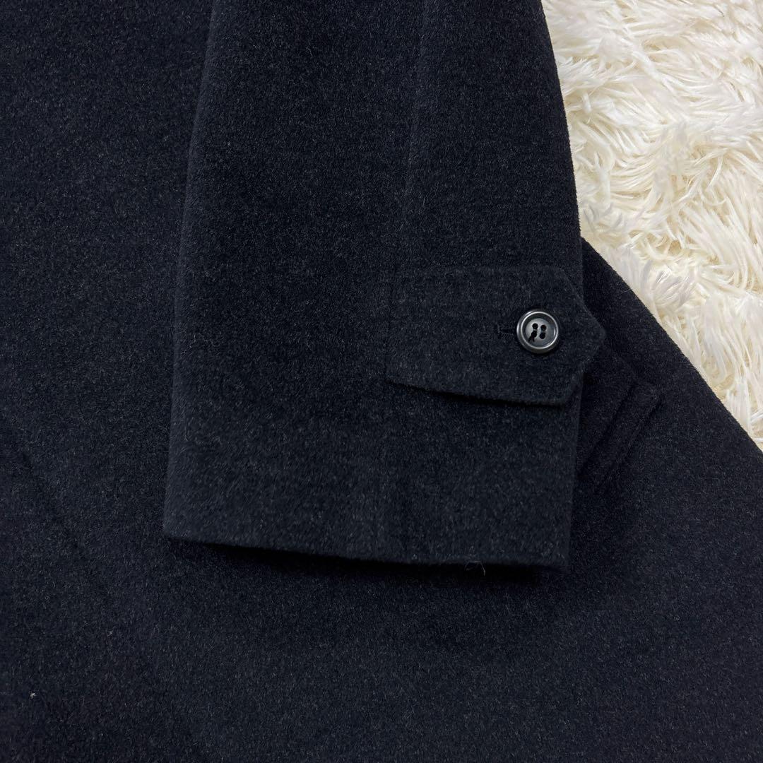 美品✨五大陸　希少XXL ロング丈 ステンカラーコート 黒 アンゴラ混