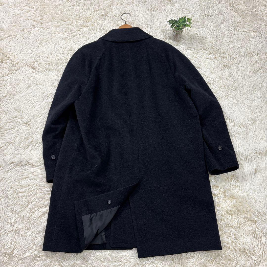 美品✨五大陸　希少XXL ロング丈 ステンカラーコート 黒 アンゴラ混