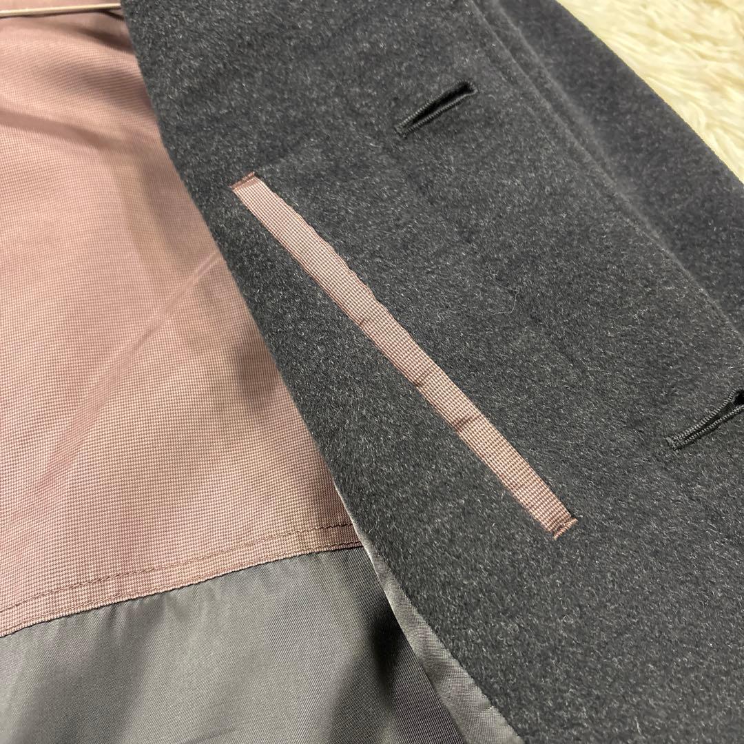 美品✨五大陸　希少XXL ロング丈 ステンカラーコート 黒 アンゴラ混