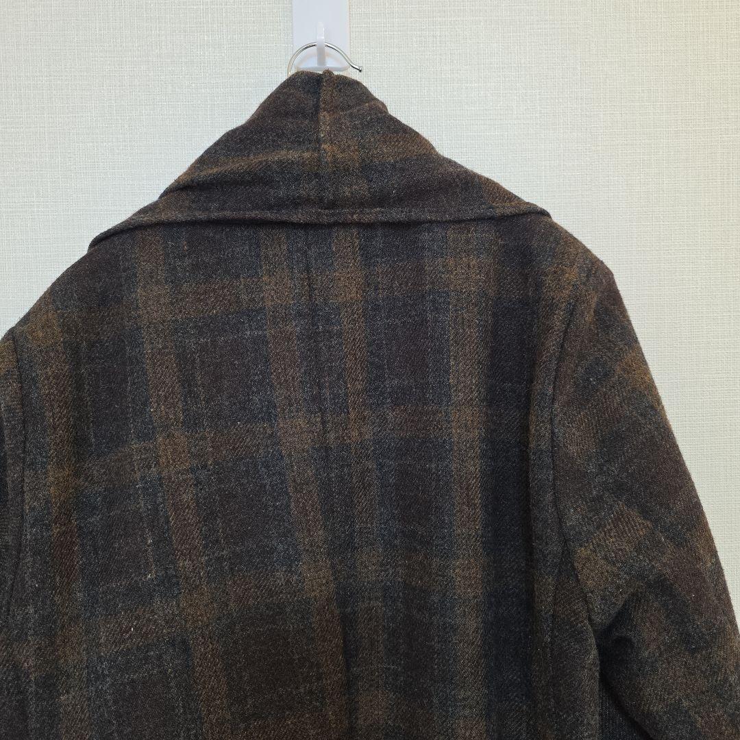 【美品】TROVE トローヴ ショールカラー ガウンコート ウール チェック2