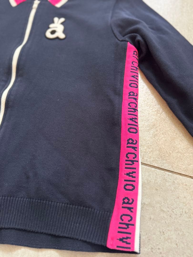 archivio アルチビオ 38ネイビー ジップアップ セーター レディース