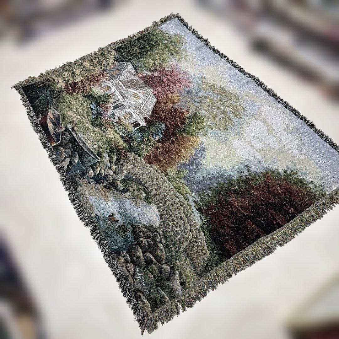 絵画風　マルチカバー　ソファカバー　ヴィンテージラグ　132x180