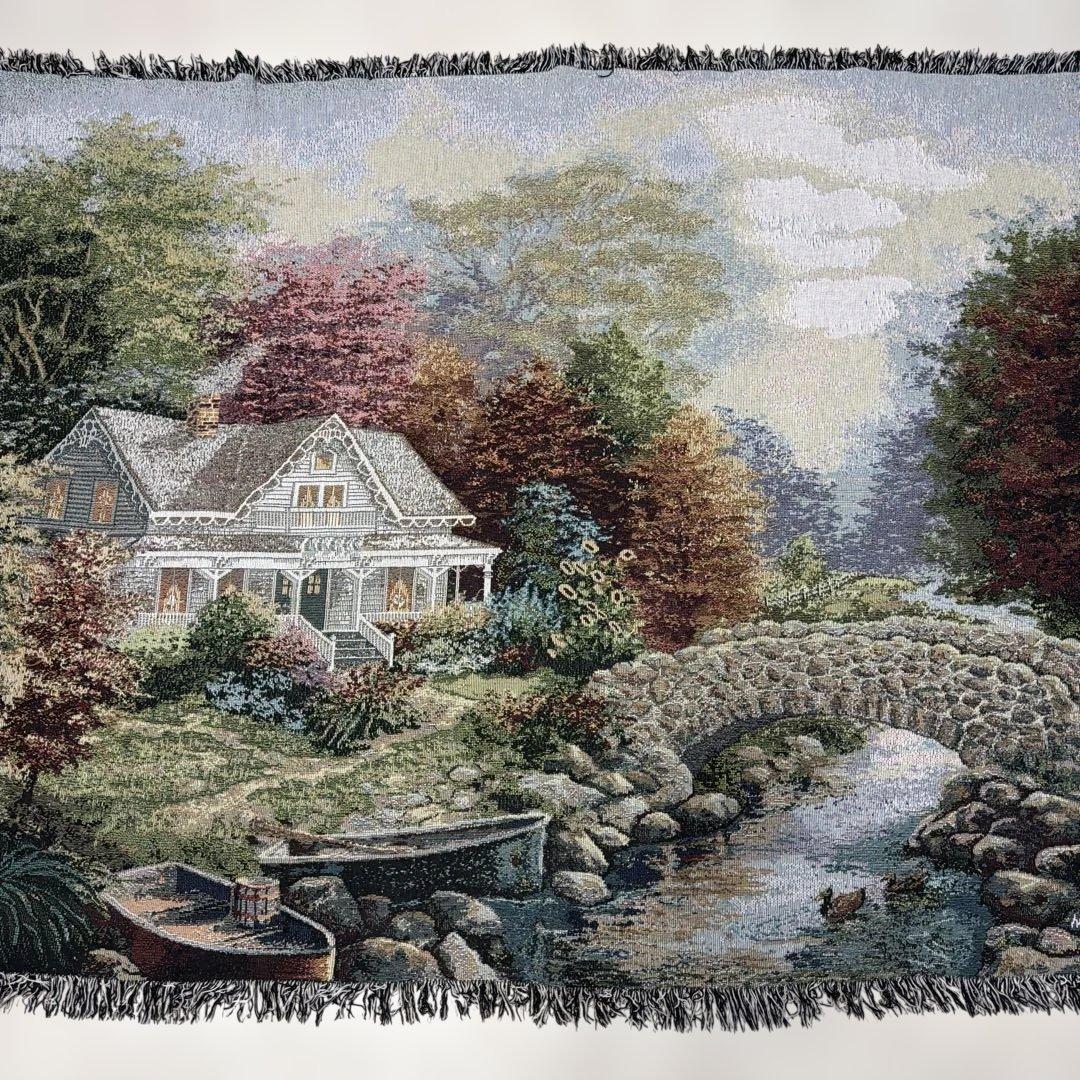 絵画風　マルチカバー　ソファカバー　ヴィンテージラグ　132x180