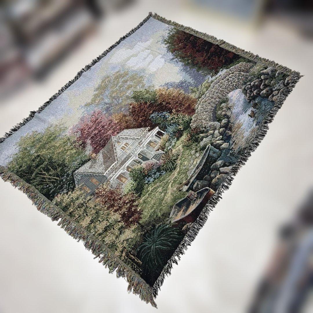 絵画風　マルチカバー　ソファカバー　ヴィンテージラグ　132x180