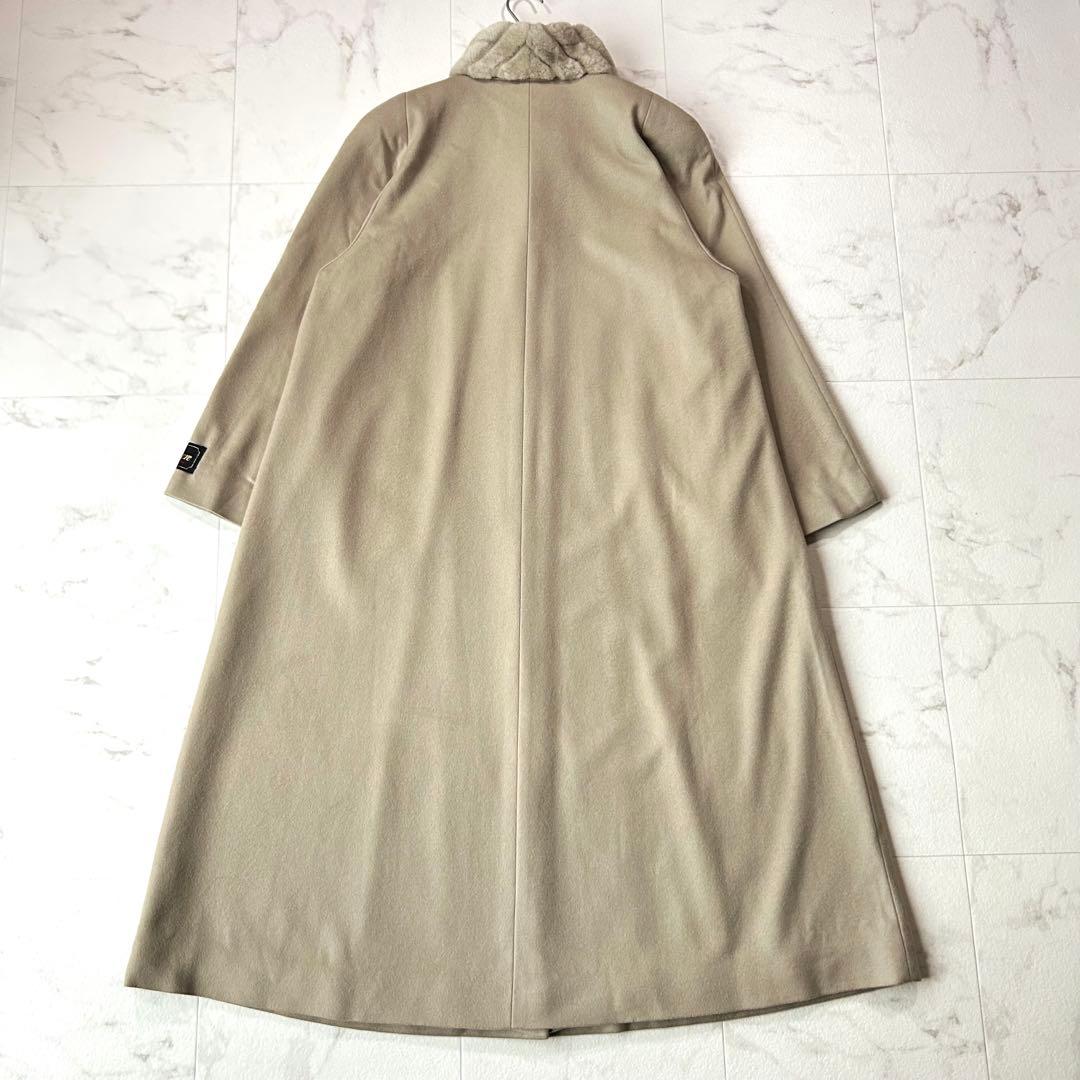 カシミヤ100%✨マキシ丈 ロングコート ヌートリア ベージュ 2way 13号