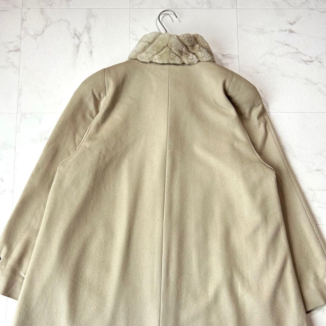 カシミヤ100%✨マキシ丈 ロングコート ヌートリア ベージュ 2way 13号