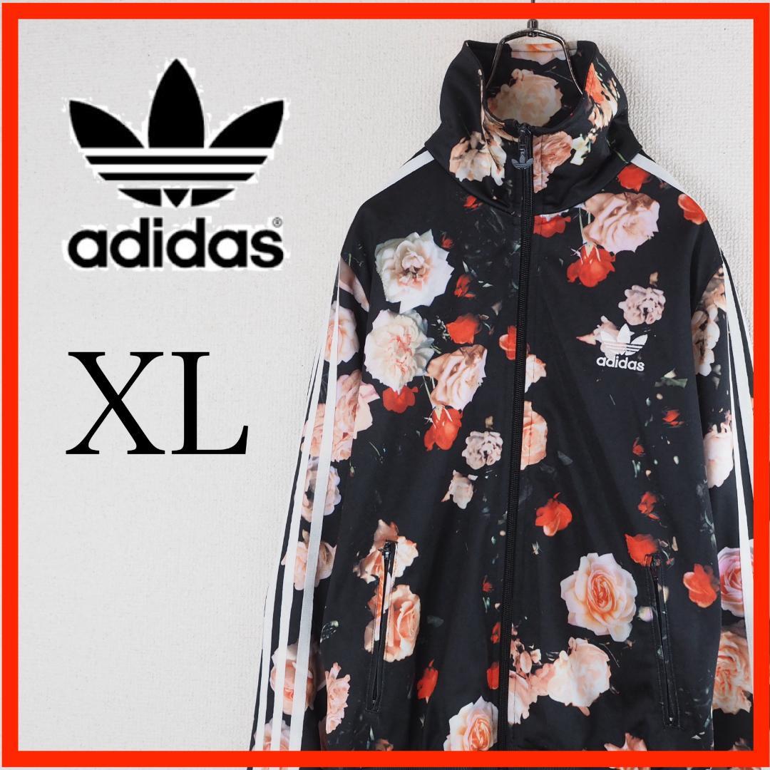 ★美品★adidas 花柄ジャージ XL　トラックジャケット　ファイヤーバード