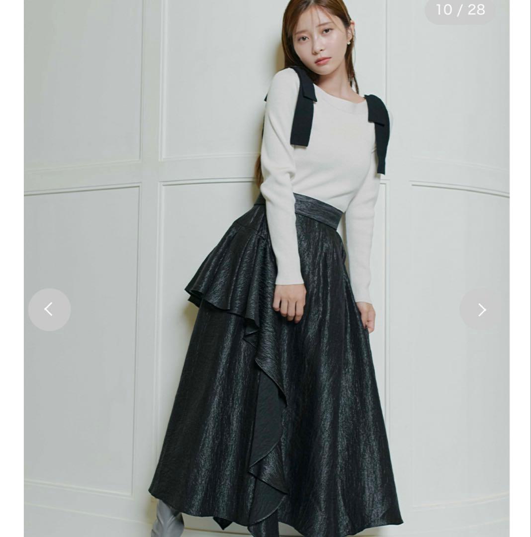 ショルダーリボンニットプルオーバー