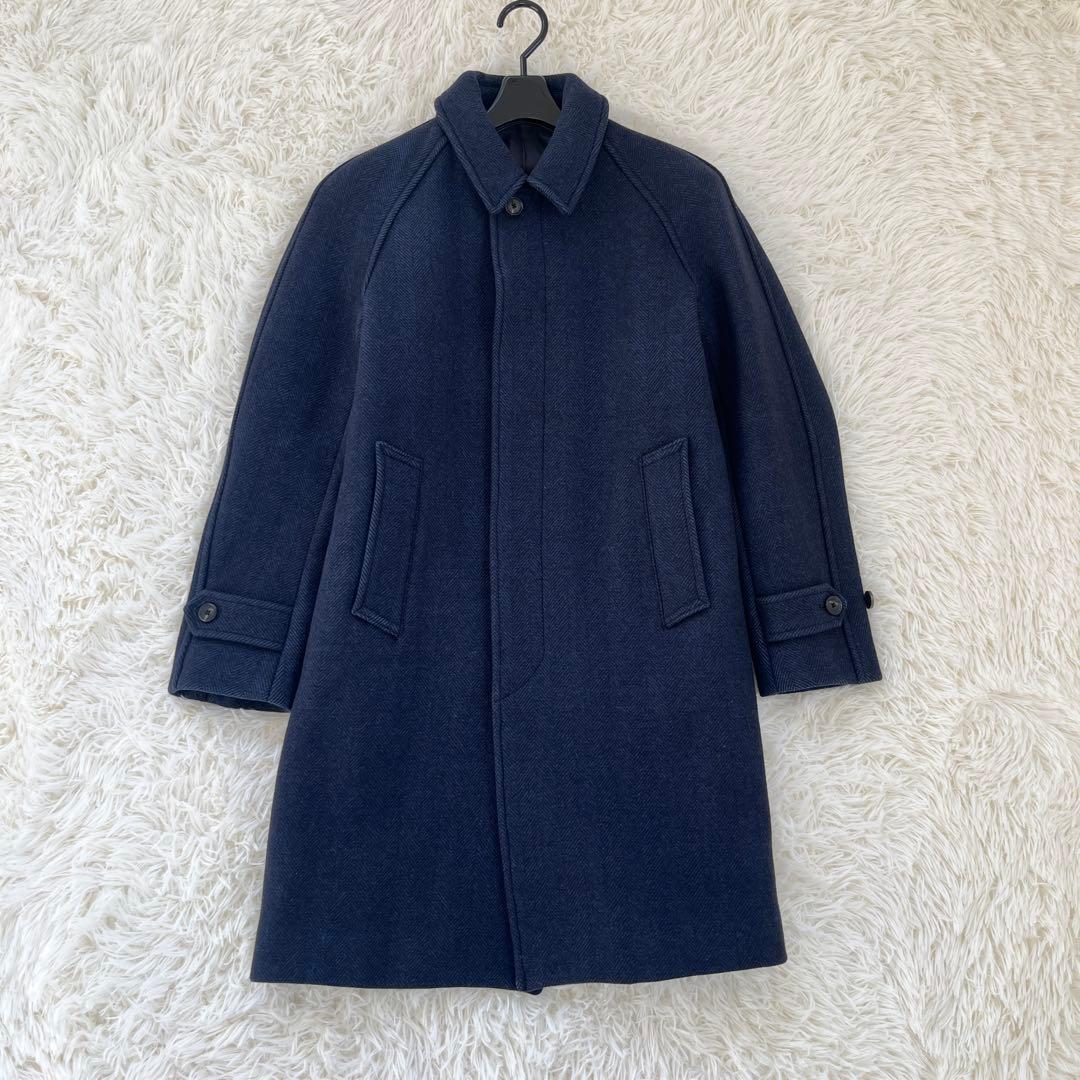 AURALEE オーラリー ウール ヘリンボーン コート　ネイビー　Mサイズ