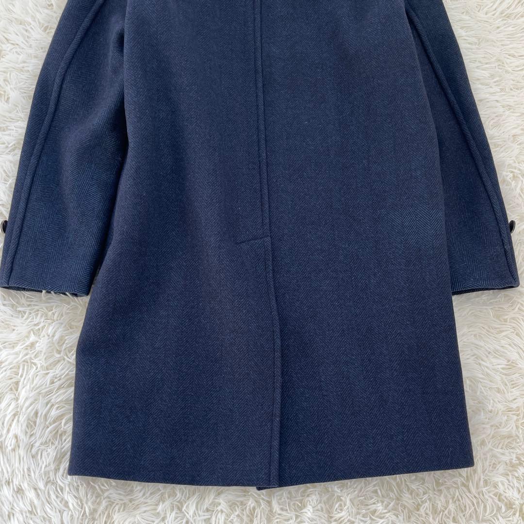 AURALEE オーラリー ウール ヘリンボーン コート　ネイビー　Mサイズ