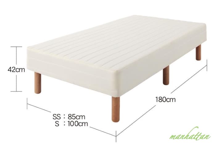 脚付きマットレス ショート丈 ベット シングルサイズ シングルベッド 脚22cm