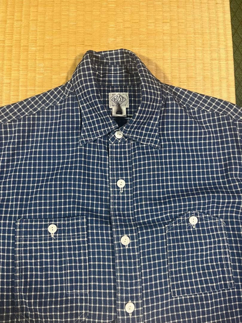 ポストオーバーオールズ コットンリネンチェックシャツ