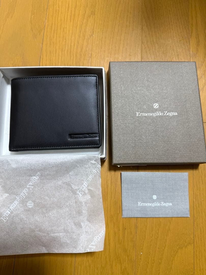Ermenegildo Zegna ゼニア　二つ折財布　レザー　ブラック