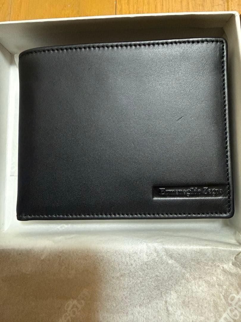 Ermenegildo Zegna ゼニア　二つ折財布　レザー　ブラック