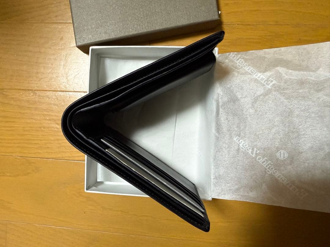 Ermenegildo Zegna ゼニア　二つ折財布　レザー　ブラック