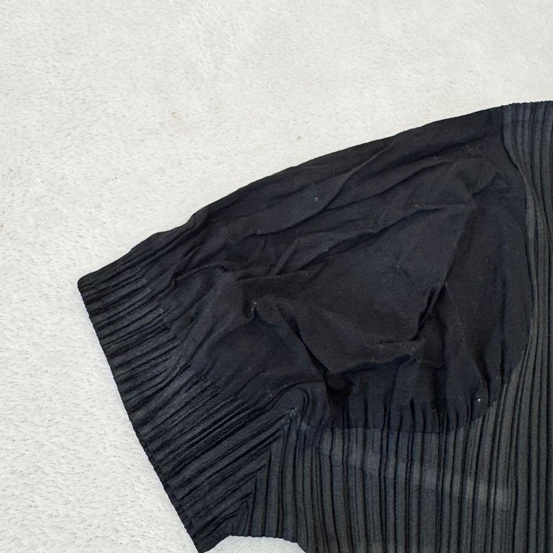 美品✨PLEATS PLEASE ブラック　異種素材　シャツ　半袖　ボタン